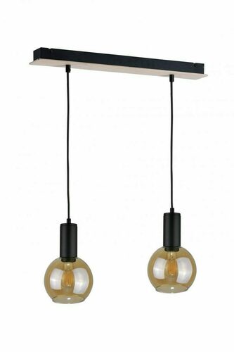 Verifica Lampă suspendată Keter JANTAR WOOD, 2xE27, negru și lemn natural, 50 cm