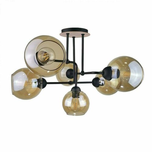 Verifica Plafonieră Keter Lighting MONDE WOOD 2040 negru/natural 6xE27 55 cm