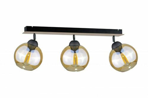 Verifica Bară cu spoturi THEA WOOD 3xE27 60 cm negru cu lemn globuri chihlimbarii KETER LIGHTING 2043