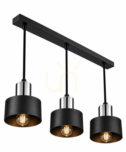 Verifica Lustră suspendată Keter Lighting LUCE BLACK SILVER 2054, 3×E27, negru/crom