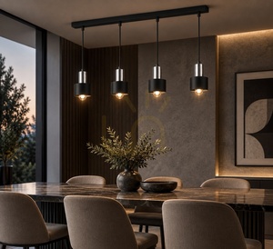 Lustră suspendată Keter Lighting LUCE BLACK SILVER 2055, 4×E27, negru/crom small 1