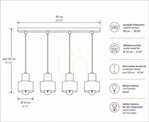Lustră suspendată Keter Lighting LUCE BLACK SILVER 2055, 4×E27, negru/crom small 3