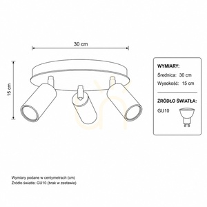 Spot de tavan Keter Lighting EYE SILVER 2100, crom, 3×GU10, Ø30 cm small 2