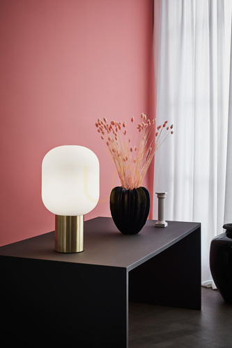 Verifica Lampă de masă Markslojd BROOKLYN 107868 alb alamă periată sticlă 44 cm