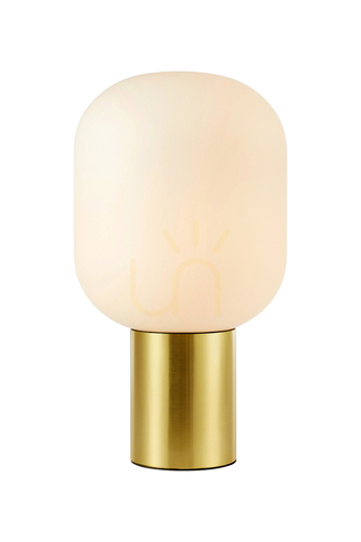 Verifica Lampă de masă Markslojd BROOKLYN 107868 alb alamă periată sticlă 44 cm