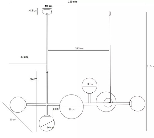 Verifica Lampă suspendată Aldex Dione 6 alb metal/sticlă 1092K