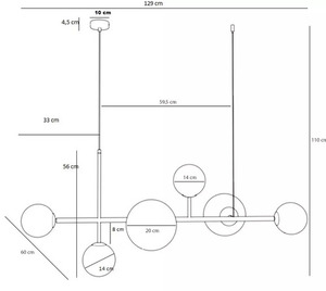 Lampă suspendată Aldex Dione 6 alb metal/sticlă 1092K small 1