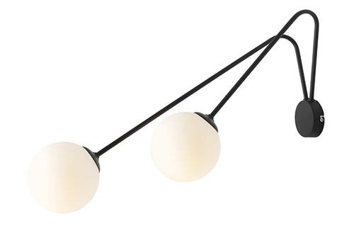 Verifica Lampă de perete Aldex Holm 2 Black L, metal/sticlă, 2xE14, SKU 1082D1_L