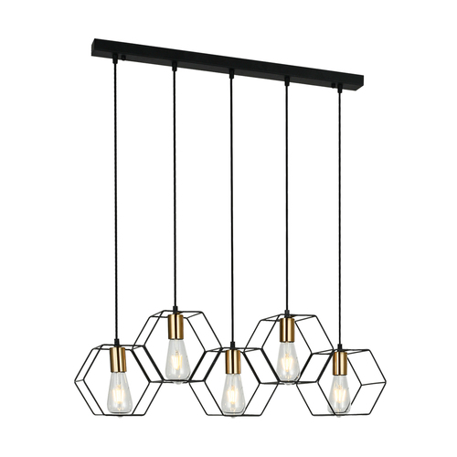 Verifica Lampă pendul Italux Aina neagră 5xE27, oțel, PND-74889-5-BK