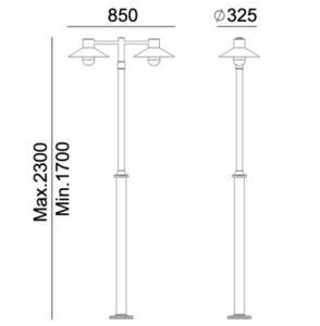Felinar de grădină Norlys Lund 275GA cu două brațe, zincat la cald, 2 × E27, 170–230 cm small 2