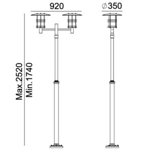 Felinar de grădină/parc Stockholm 283 galvanizat 174-252cm E27 Norlys small 2