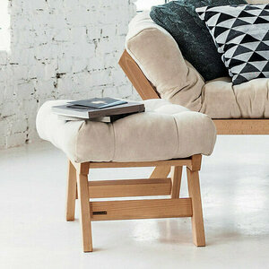 Pouf WoodMan Allegro din lemn de fag, crem, 40x62x40 cm, WUA-00485 small 1