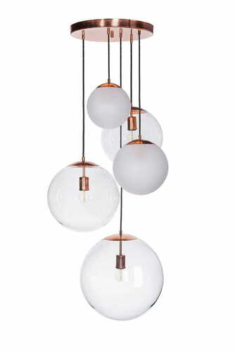 Verifica Famlight Lampă modernă cu pandantiv Muna set de 5 lămpi lister mix alamă mată