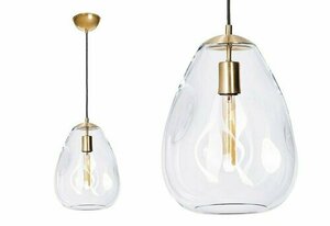Lampă suspendată Famlight Storm L – sticlă transparentă, alamă periată, 27 cm small 1