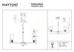 Candelabru Maytoni FORTANO MOD089PL-10BS, Ø 86 cm, 10 abajururi din sticlă mată, alamă și negru, 10xE27 small 8