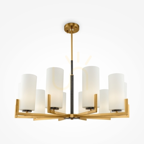Verifica Candelabru Maytoni FORTANO MOD089PL-10BS, Ø 86 cm, 10 abajururi din sticlă mată, alamă și negru, 10xE27
