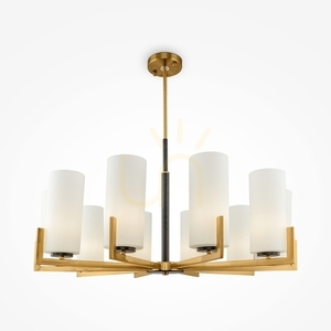 Candelabru Maytoni FORTANO MOD089PL-10BS, Ø 86 cm, 10 abajururi din sticlă mată, alamă și negru, 10xE27 small 0