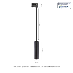 3F MADARA MINI II GU10 - 230 V - lampă suspendată neagră pentru bară. small 7