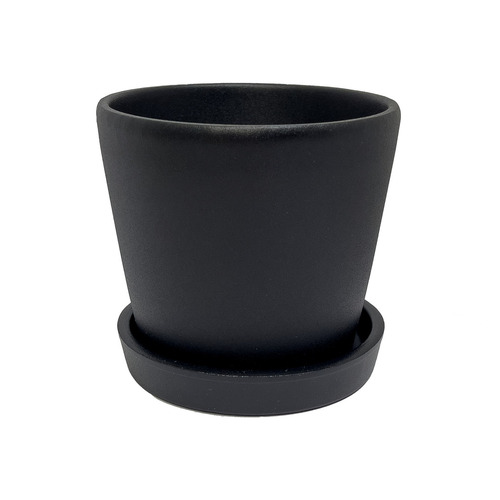 Verifica Ghiveci de flori negru mat - ceramică cu gaură + bază