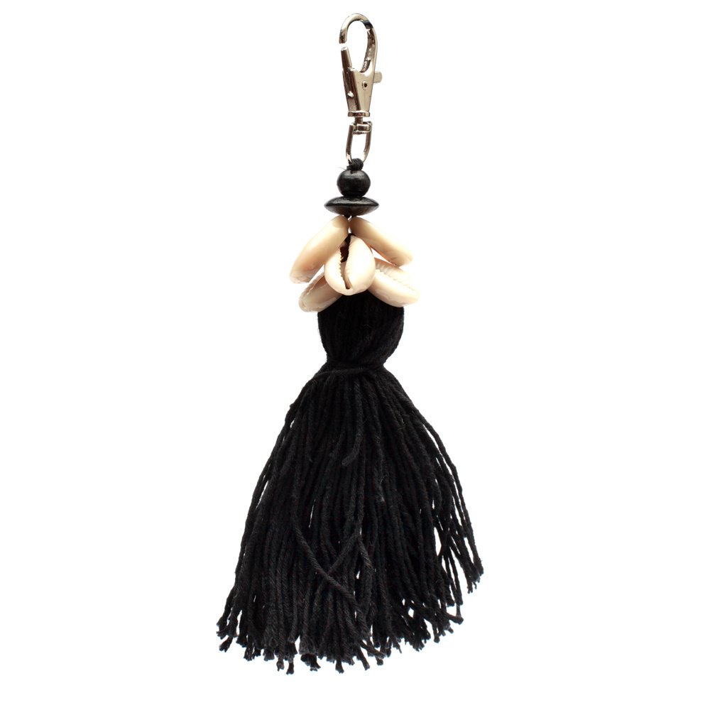 Verifica Cheița Cowrie Tassel Keychain - Negru Cheița Cowrie Tassel Keychain - Negru
