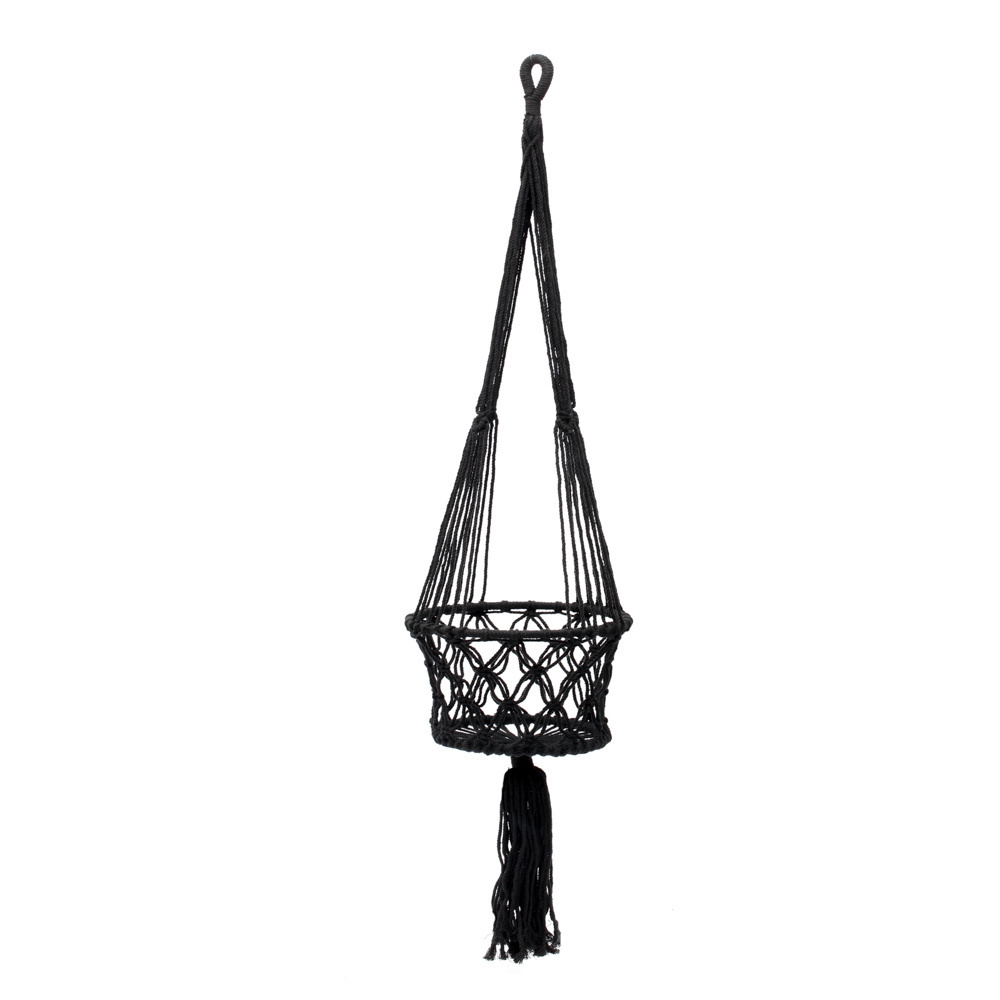 Verifica Suport de plante Macrame - negru - L Suport de plante Macrame - negru - L