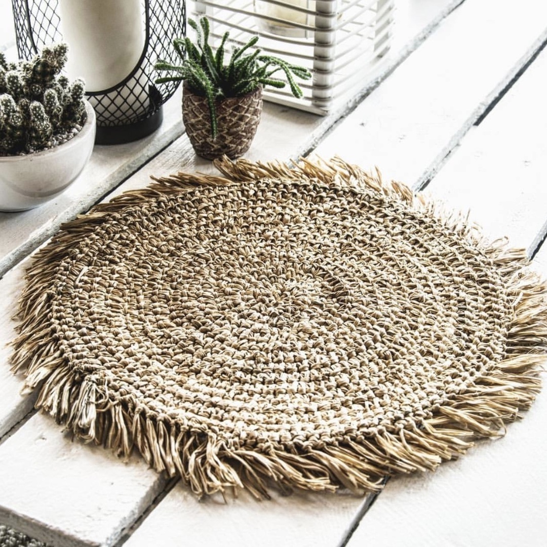 previzualizare Șervețel de masă Fringe Raffia Rotund - Natural Șervețel de masă Fringe Raffia Rotund - Natural