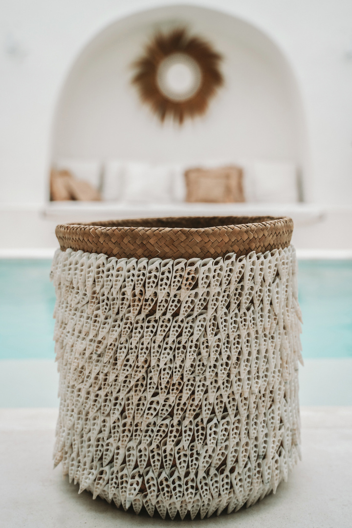 Vedere Coș decorativ BAZAR BIZAR Baskets Pandan scoică alb natural 40 cm Coș decorativ BAZAR BIZAR Baskets Pandan scoică alb natural 40 cm