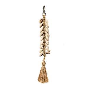 Breloc Raffia Fishbone Keychain - Natural White small 0