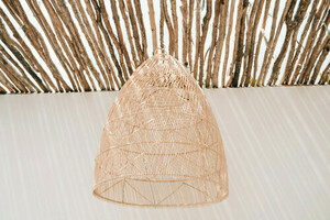 Lampă suspendată Boho - The Twister M, E27, Rattan, carouri small 2