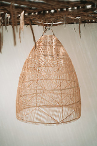 Lampă suspendată Boho - The Twister M, E27, Rattan, carouri small 4