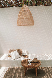 Lampă suspendată Boho - The Twister M, E27, Rattan, carouri small 5