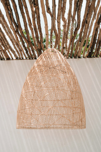 Lampă suspendată Boho - The Twister M, E27, Rattan, carouri small 7