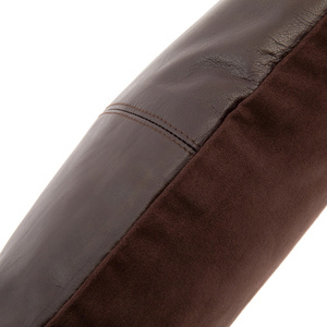 Husa de pernă din piele cu patru panouri - Ciocolată - 40x40. 2 Husa de pernă din piele cu patru panouri - Ciocolată - 40x40. small 2