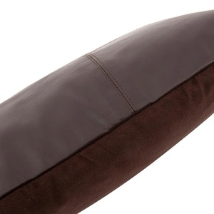 Husa de pernă din piele cu șase panouri - ciocolată - 30x50. small 2