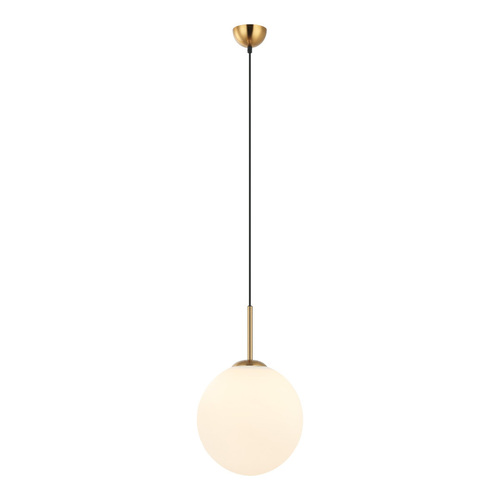 Verifica Lampă suspendată Italux Deore PND-5578-1L-BRO glob din sticlă albă bronz antic E27 Ø30 cm