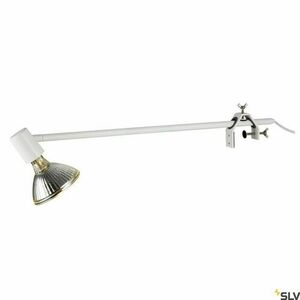 Proiector de expunere SLV SPOT DISPLAY E27 1002986, braț 67,4 cm, prindere cu clemă, înclinabil, alb small 1
