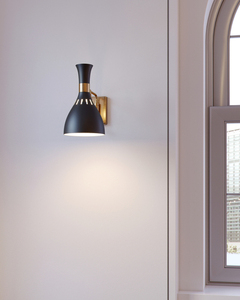Joan 1 Light Wall Light - Midnight Black & Burnished Brass Elstead small 3