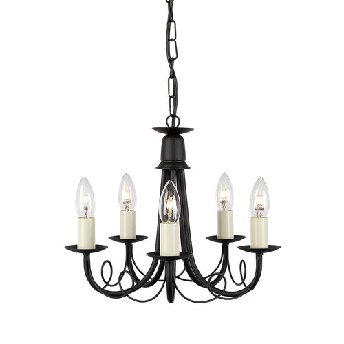 Verifica Candelabru cu 5 lumini Minster - negru Elstead