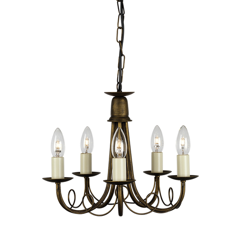 Verifica Candelabru cu 5 lumini Minster - negru/auriu Elstead