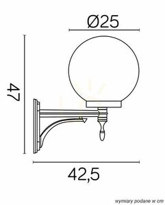 Lampă de perete exterior SU-MA negru alamă antică K 3012/1/K 250 U small 2