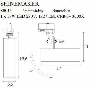 Lampă șină LED Max Light Shinemaker S0015 alb 15W 3000K dimabilă small 3