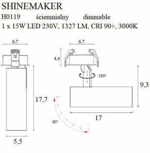 Spot LED încastrat Max Light Shinemaker H0119 negru 15W 3000K dimabil small 3