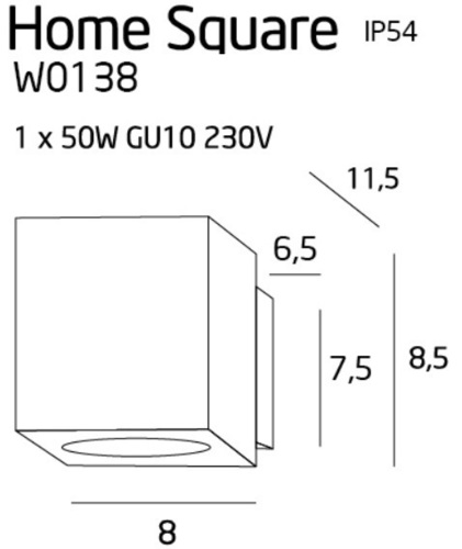 Verifica Lampă de perete Max Light Home Square alb aluminiu GU10 50W W0138