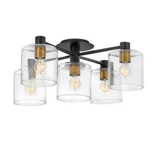 Semiplofon Axel - 5 surse de lumină - Negru/ alamă veche Quintiesse small 0