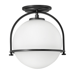 Somerset Plafond - 1 sursă de lumină - Sticlă opalină - Black Quintiesse small 0