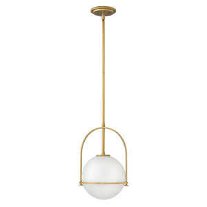 Lampă suspendată Somerset - 1 sursă de lumină - Sticlă opală - Alamă veche Quintiesse small 0