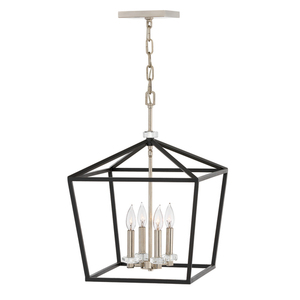 Lampă suspendată mare / Stinson semi-plophone - 4 surse de lumină - Negru / Nichel lustruit Quintiesse small 0