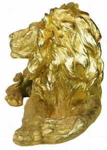 Sculptură decorativă Las Plumas LEONARDO — leu culcat, rășină aurie, 80 × 38 cm small 1