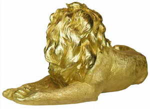 Sculptură decorativă Las Plumas LEONARDO — leu culcat, rășină aurie, 80 × 38 cm small 3