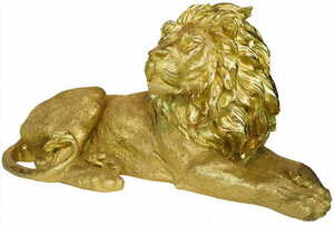 Sculptură decorativă Las Plumas LEONARDO — leu culcat, rășină aurie, 80 × 38 cm small 0